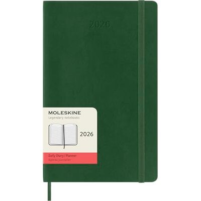 Moleskine Agenda Diaria, Agenda Diaria 2026 12 Meses, Con Tapa Blanda y Cierre Elástico, Formato Grande 13x21, Color Verde Moleskine Agenda Diaria, Agenda Diaria 2026 12 Meses, Con Tapa Blanda y Cierre Elástico, Formato Grande 13x21, Color Verde