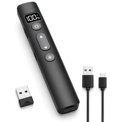 Arvella Presentador Puntero Inalámbrico Mando Para Diapositivas y Presentaciones Recargable Control Remoto Ordenador Powerpoint Puntero con Receptor USB para Presentación, Enseñanza, Oficina, Conferencias Arvella Presentador Puntero Inalámbrico Mando Para Diapositivas y Presentaciones Recargable Control Remoto Ordenador Powerpoint Puntero con Receptor USB para Presentación, Enseñanza, Oficina, Conferencias