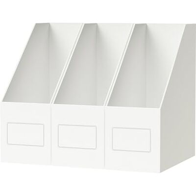 JiaWei Revistero Archivador paquete de 3, Carpeta de pie de cartón, Organizador, para almacenar libros Documentos Suministros de oficina Blanco JiaWei Revistero Archivador paquete de 3, Carpeta de pie de cartón, Organizador, para almacenar libros Documentos Suministros de oficina Blanco
