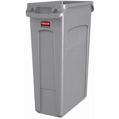 Rubbermaid Commercial Products Rubbermaid Slim Jim 844637 Contenedor con asas, color gris Rubbermaid Commercial Products Rubbermaid Slim Jim 844637 Contenedor con asas, color gris