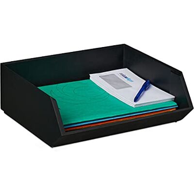 Relaxdays Organizador de Escritorio, 1 Compartimento, Caja de bambú apilable, Multifuncional, 12,5 x 35 x 31 cm, Antracita Relaxdays Organizador de Escritorio, 1 Compartimento, Caja de bambú apilable, Multifuncional, 12,5 x 35 x 31 cm, Antracita