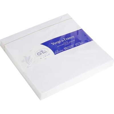 Clairefontaine G. Lalo Verge Sobres (165 x 165 mm, 25 unidades), color blanco Clairefontaine G. Lalo Verge Sobres (165 x 165 mm, 25 unidades), color blanco