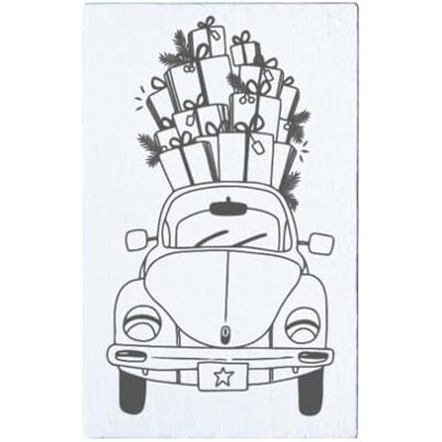 May and Berry Sello de madera – Coche con regalos, 35 x 55 mm May and Berry Sello de madera – Coche con regalos, 35 x 55 mm