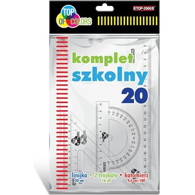 TOP-2000 Juego de reglas 4 en 1, transparente/juego de geometría de plástico/regla matemática, juego de herramientas de geometría/regla de 20 cm y 2 reglas triangulares de 16 cm y transportador de 9,5 cm TOP-2000 Juego de reglas 4 en 1, transparente/juego de geometría de plástico/regla matemática, juego de herramientas de geometría/regla de 20 cm y 2 reglas triangulares de 16 cm y transportador de 9,5 cm
