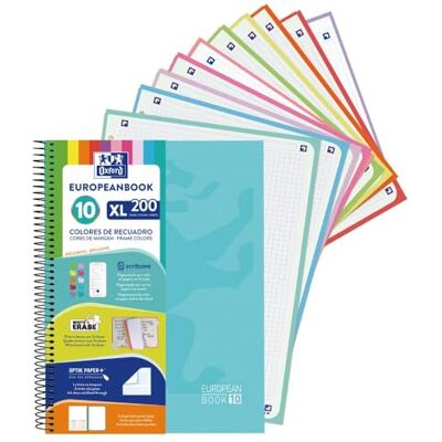 Oxford Cuaderno A4+, Europeanbook 10, Tapa Extradura, Cuadriculado 5X5, 200 Hojas, Color Ice Mint Oxford Cuaderno A4+, Europeanbook 10, Tapa Extradura, Cuadriculado 5X5, 200 Hojas, Color Ice Mint