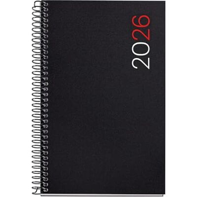 Miquelrius Agenda 2026 día por página, Similar A6+ (117 x 182 mm), Cubierta flexible polipropileno, Espiral, Papel 80 g/m², Planificador diario, Español-EN-PT, Color negro Miquelrius Agenda 2026 día por página, Similar A6+ (117 x 182 mm), Cubierta flexible polipropileno, Espiral, Papel 80 g/m², Planificador diario, Español-EN-PT, Color negro