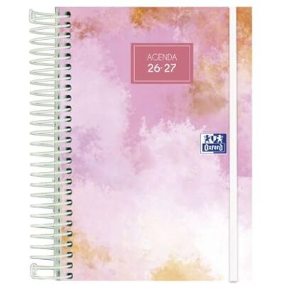 Oxford Aura, Agenda 2026 2027, Día por Página, Tapa Extradura, 12x18 cm, Español, Color Rosa Oxford Aura, Agenda 2026 2027, Día por Página, Tapa Extradura, 12x18 cm, Español, Color Rosa