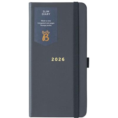 Busy B 2026 Slim Weekly Planner Diary with Charcoal Faux Leather Cover Compact Design Pocket Diary, Week to View Layout, Notes Pages & Storage Pocket Handbag-Sized Journal for Organisation Busy B 2026 Slim Weekly Planner Diary with Charcoal Faux Leather Cover Compact Design Pocket Diary, Week to View Layout, Notes Pages & Storage Pocket Handbag-Sized Journal for Organisation