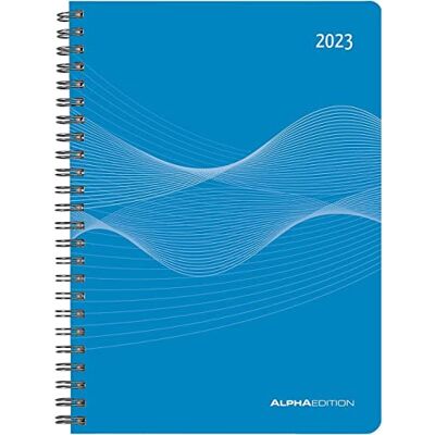Alpha Agenda semanal (tapa de polipropileno, 2023, formato A5, encuadernación con anillas, 1 semana en 2 páginas, 128 páginas), color azul Alpha Agenda semanal (tapa de polipropileno, 2023, formato A5, encuadernación con anillas, 1 semana en 2 páginas, 128 páginas), color azul