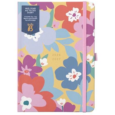 Busy B A5 Diary Mid-Year Academic Planner Aug '26 Aug '27 – Floral Journal Cover Weekly Planner with To-Do Lists, Notes, Week-to-View, 3 Pockets, Year Planner & Elastic Closure Busy B A5 Diary Mid-Year Academic Planner Aug '26 Aug '27 – Floral Journal Cover Weekly Planner with To-Do Lists, Notes, Week-to-View, 3 Pockets, Year Planner & Elastic Closure