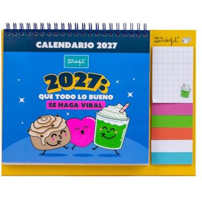 Mr. Wonderful Calendario De Sobremesa 2027 Que Todo Se Haga Viral Organizador Mensual De Escritorio Con Un Post Viral Por Mes, Pegatinas, Notas Adhesivas Y Marcapáginas Papel FSC 18x24 cm Mr. Wonderful Calendario De Sobremesa 2027 Que Todo Se Haga Viral Organizador Mensual De Escritorio Con Un Post Viral Por Mes, Pegatinas, Notas Adhesivas Y Marcapáginas Papel FSC 18x24 cm