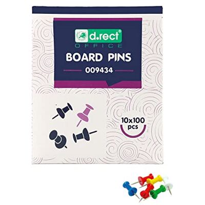 D.RECT Chinchetas para Pizarra de Corcho, Paquete de 100 Unidades, dispensador, 10 Paquetes D.RECT Chinchetas para Pizarra de Corcho, Paquete de 100 Unidades, dispensador, 10 Paquetes