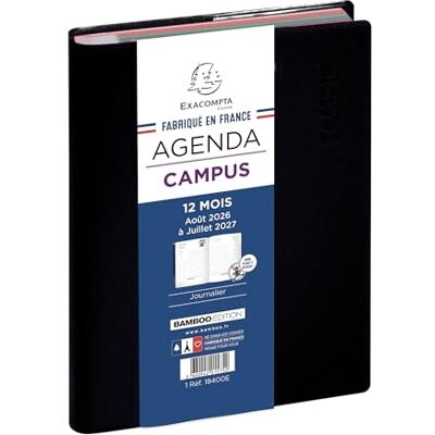 Exacompta Campus Forum Agenda escolar, Agosto 2018 Julio 2019, formato diario, Negro 12 x 17 cm Exacompta Campus Forum Agenda escolar, Agosto 2018 Julio 2019, formato diario, Negro 12 x 17 cm