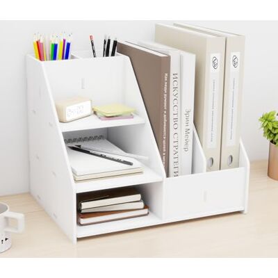PUNCIA Organizador Material para Escritorio Oficina con Portalápices Soporte para Archivos de Revistas Bandeja para Cartas Papel A4 Organizador para Documentos Libros Cuadernos Papelería Estudio PUNCIA Organizador Material para Escritorio Oficina con Portalápices Soporte para Archivos de Revistas Bandeja para Cartas Papel A4 Organizador para Documentos Libros Cuadernos Papelería Estudio