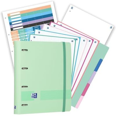 Oxford , Pack Archivador Live & Go A4+ 4 Anillas, Plástico Polyfoam, Incluye 2 Recambios con 5 Bandas Color Cuadrícula 5x5 y Separadores de Plástico, Color Ice Mint Oxford , Pack Archivador Live & Go A4+ 4 Anillas, Plástico Polyfoam, Incluye 2 Recambios con 5 Bandas Color Cuadrícula 5x5 y Separadores de Plástico, Color Ice Mint