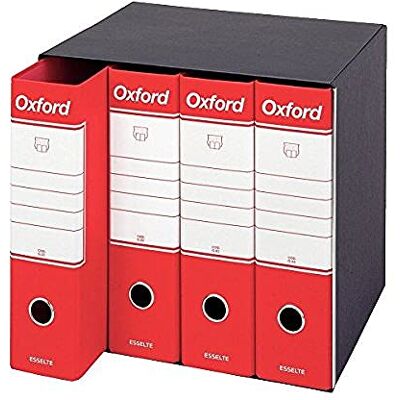 Esselte Pack de 4 archivadores Oxford con mecanismo de palanca y con funda, color rojo Esselte Pack de 4 archivadores Oxford con mecanismo de palanca y con funda, color rojo