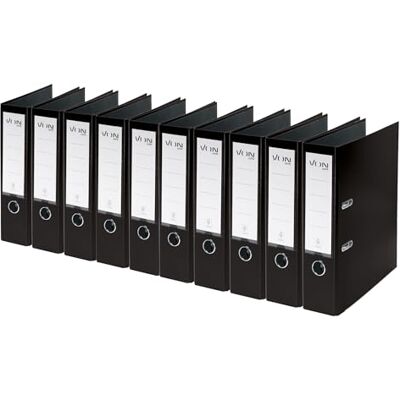 Leitz VON 10550095 Archivador A4, 10 unidades, cartón con tapa de plástico, ancho de lomo de 80 mm, para 600 hojas, ángel azul y certificado FSC, para escuela, estudio y hogar, color negro Leitz VON 10550095 Archivador A4, 10 unidades, cartón con tapa de plástico, ancho de lomo de 80 mm, para 600 hojas, ángel azul y certificado FSC, para escuela, estudio y hogar, color negro