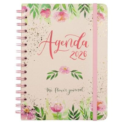 Finocam Agenda 2026 1 Día Página Enero Diciembre (12 meses) Agenda Anual 2026 con goma elástica Espiral Doble Tapa Dura The Flower Journal Rosa Español Finocam Agenda 2026 1 Día Página Enero Diciembre (12 meses) Agenda Anual 2026 con goma elástica Espiral Doble Tapa Dura The Flower Journal Rosa Español