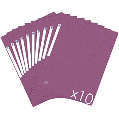 Oxford Top File + Lote de 10 carpetas de cartón con 3 solapas, formato A4, cierre con elásticos, color ciruela Oxford Top File + Lote de 10 carpetas de cartón con 3 solapas, formato A4, cierre con elásticos, color ciruela