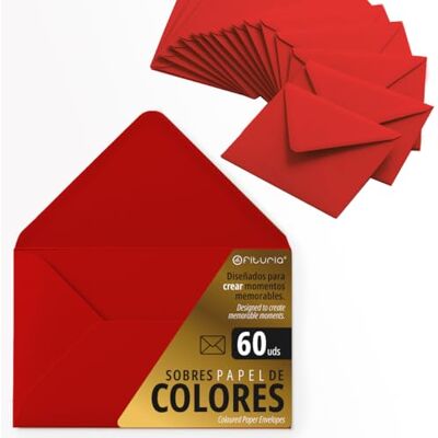 OFITURIA Sobres Papel, Sobres Pequeños de Colores, Ideales para Regalo, Cartas, Tarjetas de Colores, Tamaño 90x140mm, Diseñados para Sorprender y Crear Momentos Especiales (Rojo, 60uds) OFITURIA Sobres Papel, Sobres Pequeños de Colores, Ideales para Regalo, Cartas, Tarjetas de Colores, Tamaño 90x140mm, Diseñados para Sorprender y Crear Momentos Especiales (Rojo, 60uds)