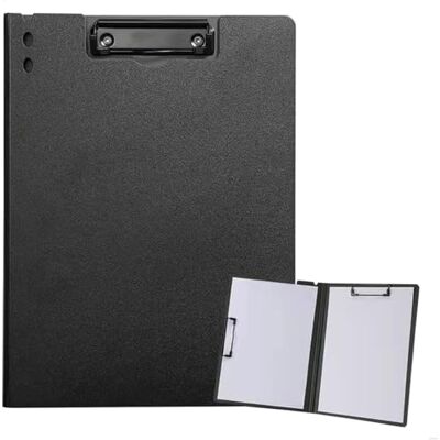 Kolamom Portapapeles A4 con tapa, carpeta de escritura A4 con 2 pinzas, carpeta de conferencias de piel sintética, carpeta de documentos para oficina, construcción, escuela, clips, carpeta negra Kolamom Portapapeles A4 con tapa, carpeta de escritura A4 con 2 pinzas, carpeta de conferencias de piel sintética, carpeta de documentos para oficina, construcción, escuela, clips, carpeta negra