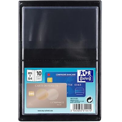 Oxford Lote de 10 fundas para 10 tarjetas A4, cubierta de PVC, grosor 30/100ª, color negro Oxford Lote de 10 fundas para 10 tarjetas A4, cubierta de PVC, grosor 30/100ª, color negro