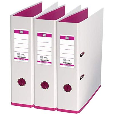 Oxford MyColour Archivador (3 unidades, tamaño A4, 8 cm de ancho, bicolor blanco y rosa) Oxford MyColour Archivador (3 unidades, tamaño A4, 8 cm de ancho, bicolor blanco y rosa)