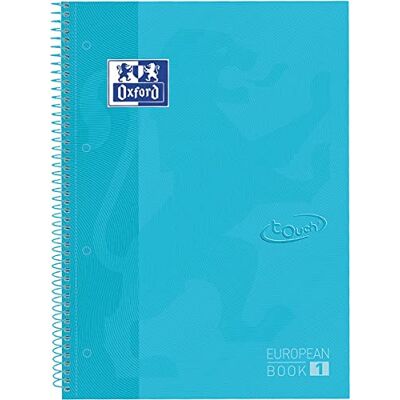 Oxford , Cuaderno A4, cuadrícula 5x5, tapa extradura, microperforado, libreta Europeanbook 1 touch, color azul pastel (Paquete de 5) Oxford , Cuaderno A4, cuadrícula 5x5, tapa extradura, microperforado, libreta Europeanbook 1 touch, color azul pastel (Paquete de 5)