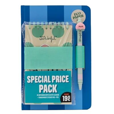Mr. Wonderful Pack Vuelta al Cole Blue – Libreta A5, Boli 3D y 1500 Pegatinas Transparentes Mr. Wonderful Pack Vuelta al Cole Blue – Libreta A5, Boli 3D y 1500 Pegatinas Transparentes