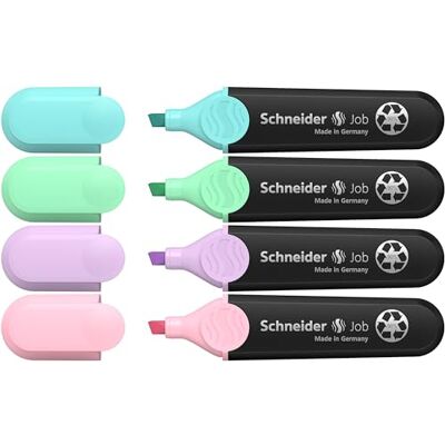 Schneider Job 150 Rotuladores fluorescentes pastel (turquesa, menta, lila y rosado, 4 unidades) Schneider Job 150 Rotuladores fluorescentes pastel (turquesa, menta, lila y rosado, 4 unidades)
