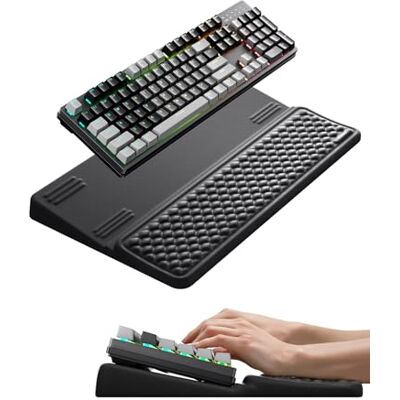 VAYDEER Elevador de Teclado 2 en 1 con Reposamuñecas, Negro Eleva el teclado e incorpora espuma viscoelástica y base antideslizante para una escritura estable VAYDEER Elevador de Teclado 2 en 1 con Reposamuñecas, Negro Eleva el teclado e incorpora espuma viscoelástica y base antideslizante para una escritura estable