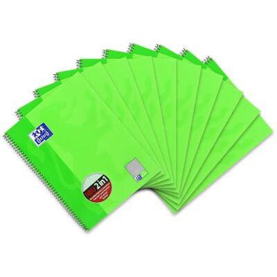 Oxford KarLi Cuaderno de espiral (10 unidades, cuadriculado con rayas, 80 hojas, A4+, 90 g/m²), color verde Oxford KarLi Cuaderno de espiral (10 unidades, cuadriculado con rayas, 80 hojas, A4+, 90 g/m²), color verde