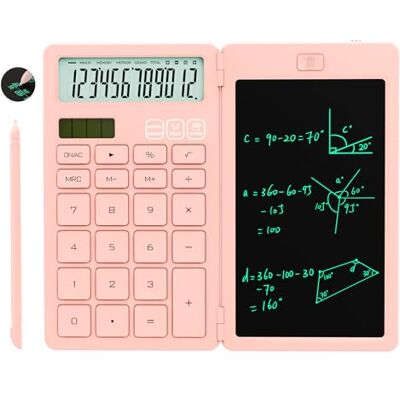 GUYUCOM Calculadora, con Tableta de Escritura y bolígrafo, Funciona con energía Solar y Pilas, Adecuada para Estudiantes, familias, oficinas (Rosa) GUYUCOM Calculadora, con Tableta de Escritura y bolígrafo, Funciona con energía Solar y Pilas, Adecuada para Estudiantes, familias, oficinas (Rosa)