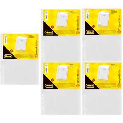 Idena 90371-500 unidades bolsillos transparentes A4 granulados, bolsillos para folletos de plástico de 40µ, a prueba de documentos, láminas transparentes con perforación universal Idena 90371-500 unidades bolsillos transparentes A4 granulados, bolsillos para folletos de plástico de 40µ, a prueba de documentos, láminas transparentes con perforación universal