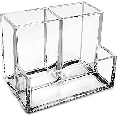 KiDEPOCH Portalápices, soporte acrílico transparente para escritorio, organizador de almacenamiento de brochas de maquillaje, organizador de escritorio moderno para escuela, hogar y oficina. KiDEPOCH Portalápices, soporte acrílico transparente para escritorio, organizador de almacenamiento de brochas de maquillaje, organizador de escritorio moderno para escuela, hogar y oficina.