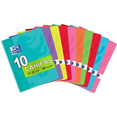 Oxford Classique – Lote de 10 cuadernos grapados pequeños de 17 x 22 cm, 60 páginas grandes, cuadriculadas, 90 g, colores surtidos Oxford Classique – Lote de 10 cuadernos grapados pequeños de 17 x 22 cm, 60 páginas grandes, cuadriculadas, 90 g, colores surtidos