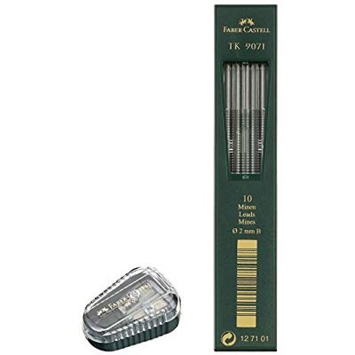 Faber-Castell Faber Castell TK® Sacapuntas, con contenedor de recolección, color de la carcasa: verde + 10 minas de 2 mm, dureza B TK9071 Faber-Castell Faber Castell TK® Sacapuntas, con contenedor de recolección, color de la carcasa: verde + 10 minas de 2 mm, dureza B TK9071