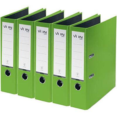 Leitz VON Archivadores A4, cartón con tapa de plástico, ancho de lomo de 80 mm, para 600 hojas, cartón con certificado FSC, para escuela, estudio y hogar, color verde Leitz VON Archivadores A4, cartón con tapa de plástico, ancho de lomo de 80 mm, para 600 hojas, cartón con certificado FSC, para escuela, estudio y hogar, color verde