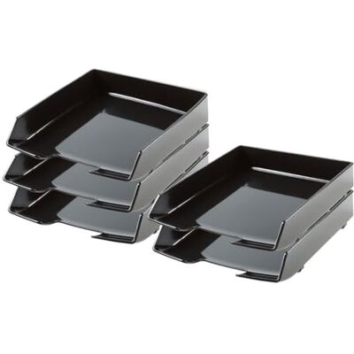HAN Wave Bandeja para cartas exclusiva, 5 piezas, purista, elegante, elegante y de alto brillo, estilo exclusivo para el escritorio, color negro HAN Wave Bandeja para cartas exclusiva, 5 piezas, purista, elegante, elegante y de alto brillo, estilo exclusivo para el escritorio, color negro