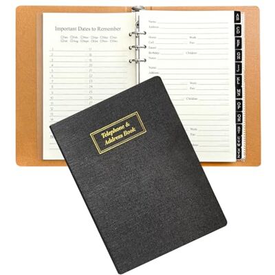 Happyaokeland Libreta de direcciones recargable con pestañas alfabéticas, con bolsillos, 648 teléfonos de impresión grande para cumpleaños, correo electrónico, tapa dura, duradera, para mujeres, hombres, personas Happyaokeland Libreta de direcciones recargable con pestañas alfabéticas, con bolsillos, 648 teléfonos de impresión grande para cumpleaños, correo electrónico, tapa dura, duradera, para mujeres, hombres, personas