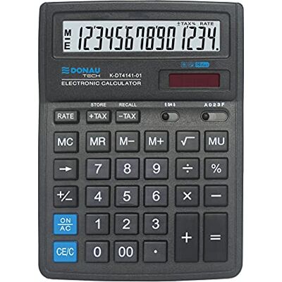 DONAU Calculadora de Escritorio Tech/ Función de raíz Cuadrada de 14 dígitos / 199 x 153 x 31 mm/Color: Negro/Calculadora con Pantalla de 14 dígitos DONAU Calculadora de Escritorio Tech/ Función de raíz Cuadrada de 14 dígitos / 199 x 153 x 31 mm/Color: Negro/Calculadora con Pantalla de 14 dígitos