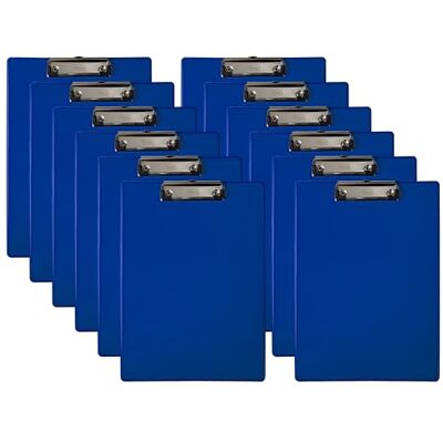 Idena 90293 Portapapeles para DIN A4, 12 unidades, formato vertical, portapapeles revestido de PVC en azul, certificado FSC-Rec Idena 90293 Portapapeles para DIN A4, 12 unidades, formato vertical, portapapeles revestido de PVC en azul, certificado FSC-Rec