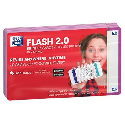 Oxford Flash 2.0 Tarjetas de memoria (A7, 75 x 125 mm, 80 unidades), color blanco y morado Oxford Flash 2.0 Tarjetas de memoria (A7, 75 x 125 mm, 80 unidades), color blanco y morado