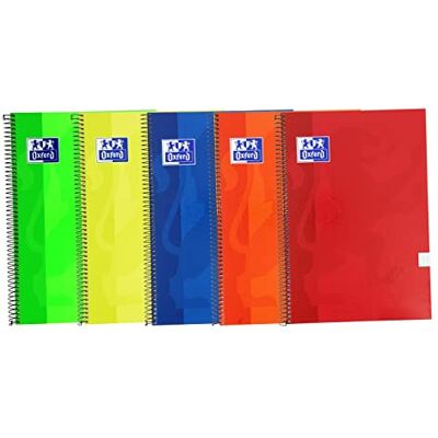Oxford , Cuadernos A4 (Folio), Cuadrícula 4x4 Tapa Extradura, 80 Hojas. Pack 5 Libretas, Colores Surtidos Vivos Oxford , Cuadernos A4 (Folio), Cuadrícula 4x4 Tapa Extradura, 80 Hojas. Pack 5 Libretas, Colores Surtidos Vivos