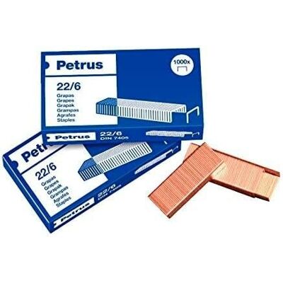 Petrus – Pack De 25 Cajas De Grapas 22/6, Capacidad Hasta 30 Hojas, Patilla 6 Mm, Compatibles Con Grapadoras Estándar, 1000 Grapas Por Caja, Uso De Oficina Petrus – Pack De 25 Cajas De Grapas 22/6, Capacidad Hasta 30 Hojas, Patilla 6 Mm, Compatibles Con Grapadoras Estándar, 1000 Grapas Por Caja, Uso De Oficina