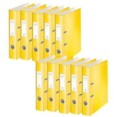 Leitz WOW Series 10060016 Archivador de calidad (10 unidades, A4, 5,2 cm de ancho de lomo, cartón gris laminado, amarillo, serie WOW) Leitz WOW Series 10060016 Archivador de calidad (10 unidades, A4, 5,2 cm de ancho de lomo, cartón gris laminado, amarillo, serie WOW)
