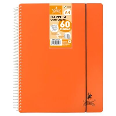 Starplast Carpeta Con Fundas Espiral Flexible Organizadores, 60 fundas, Fundas Transparentes Lisas, A4, Tapa Plástico Resistente, Uso Escolar, Personal o de Oficina Color Naranja. Starplast Carpeta Con Fundas Espiral Flexible Organizadores, 60 fundas, Fundas Transparentes Lisas, A4, Tapa Plástico Resistente, Uso Escolar, Personal o de Oficina Color Naranja.
