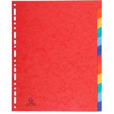 Exacompta Separadores en cartulina real flexible brillo 225g/m2 FSC® con 12 pestañas neutras Formato a archivo 320x240 mm colores surtidos Exacompta Separadores en cartulina real flexible brillo 225g/m2 FSC® con 12 pestañas neutras Formato a archivo 320x240 mm colores surtidos