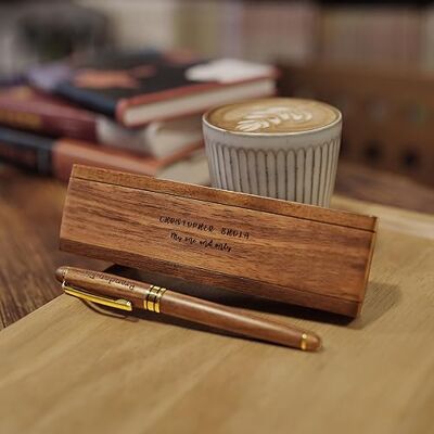 Generic Personalizado Bolígrafo de madera hecho a mano,con grabado de Caja de regalo comercial de (Nueces) Generic Personalizado Bolígrafo de madera hecho a mano,con grabado de Caja de regalo comercial de (Nueces)