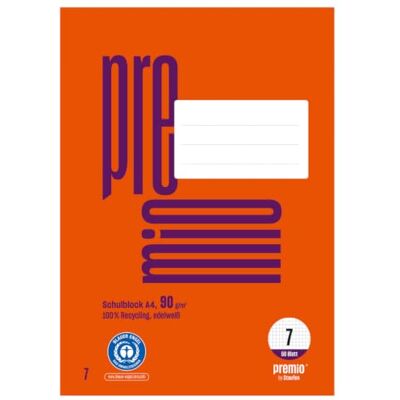 Staufen premio Bloc escolar 5 blocs de 50 hojas cada uno, DIN A4, cuadriculado de 7 mm, 4 agujeros, papel reciclado de 90 g/m² Staufen premio Bloc escolar 5 blocs de 50 hojas cada uno, DIN A4, cuadriculado de 7 mm, 4 agujeros, papel reciclado de 90 g/m²